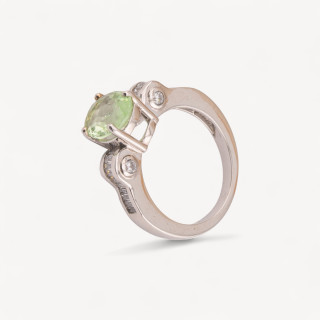 Anello Di Argento 925 1pz con Gemma e Punti Luce laterali con Zirconi Baguette