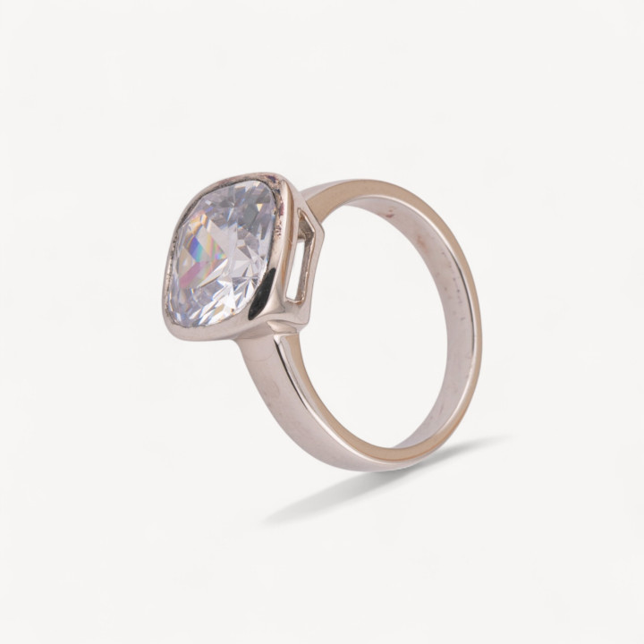 Anello Di Argento 925 1pz con Zircone CZ rettangolare