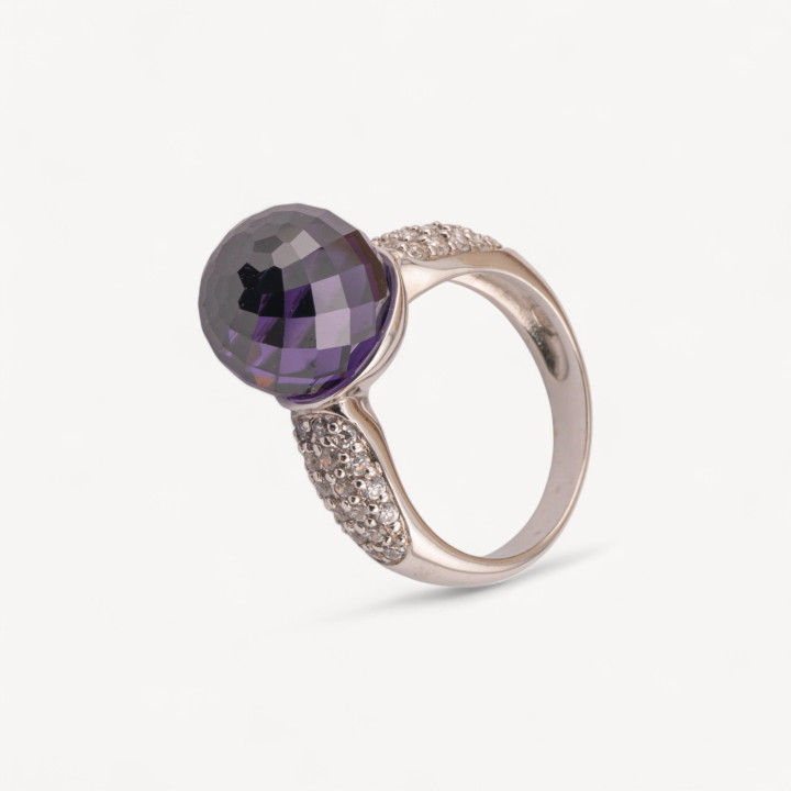 Anello Di Argento 925 1pz con Zirconi e Zircone Viola Sfaccettato