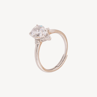 Anello Gioiello In Argento 925 Regolabile Con Corindone Sintetico Goccia Bianco Rodiato JL200049