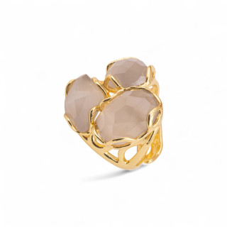 Anello Regolabile in Bronzo Dorato Collezione Aurora-S con Anello Di Bronzo Collezione AURORA 25x27mm Con Occhio Di Gatto   Gri