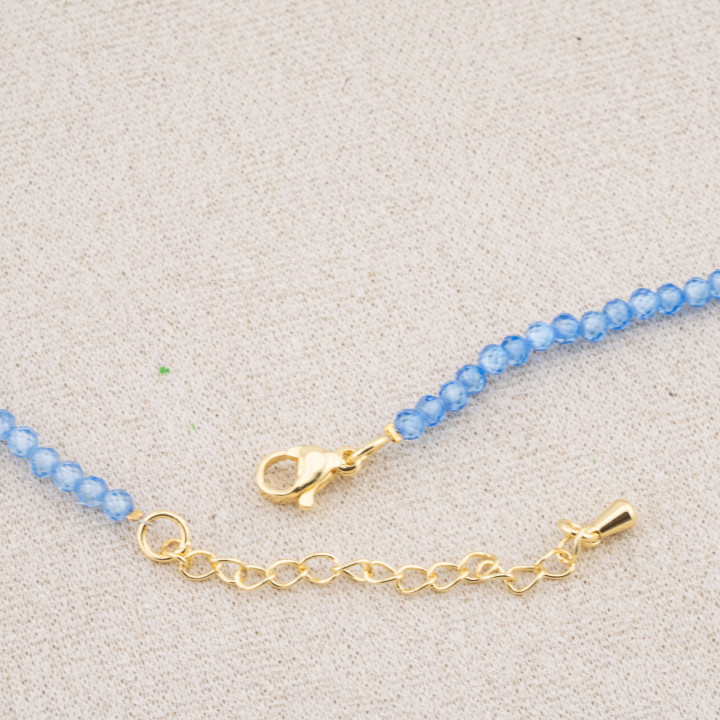 Collana con Cristalli Blu E Perle Di Maiorca Con Chiusura e Catenina In Acciaio Dorato 10pz