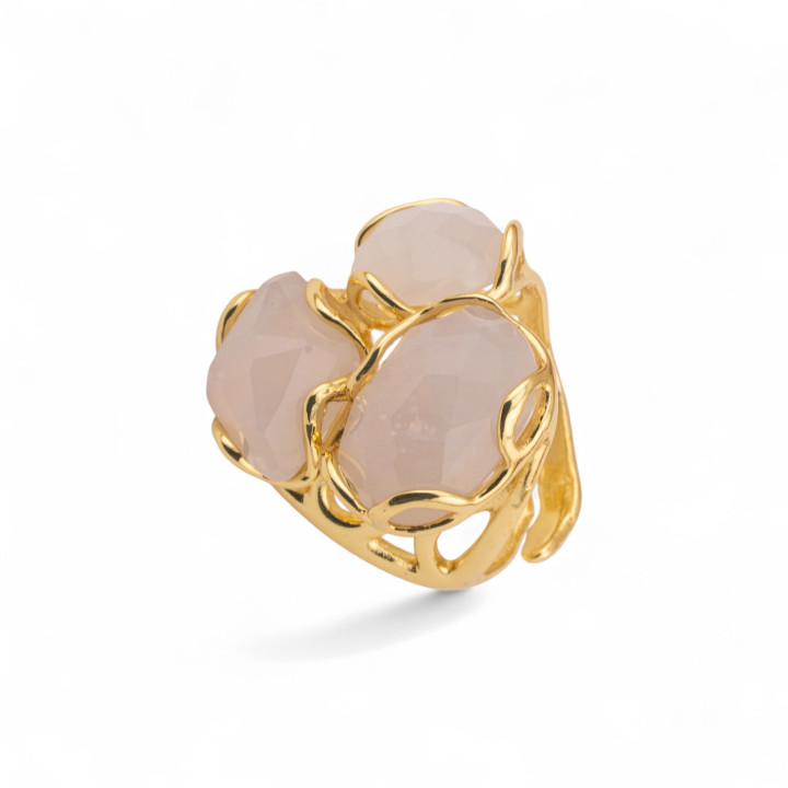 Anello Regolabile in Bronzo Dorato Collezione Aurora-S con Anello Di Bronzo Collezione AURORA 25x27mm Con Occhio Di Gatto Opale