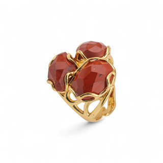 Anello Regolabile in Bronzo Dorato Collezione Aurora-S con Anello Di Bronzo Collezione AURORA 25x27mm Con Pietre Dure Diaspro R