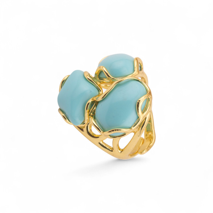 Anello Regolabile in Bronzo Dorato Collezione Aurora-S con Anello Di Bronzo Collezione AURORA 25x27mm Con Pietre Dure Pasta Di 