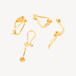 Basi per Orecchini Clips In Argento 925 Clip Con Coppetta 3 Coppie Dorato