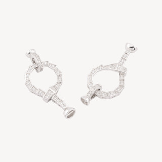 Chiusura In Argento 925 Con Zirconi 15x32mm Con Coppetta 4mm 2pz Rodiato