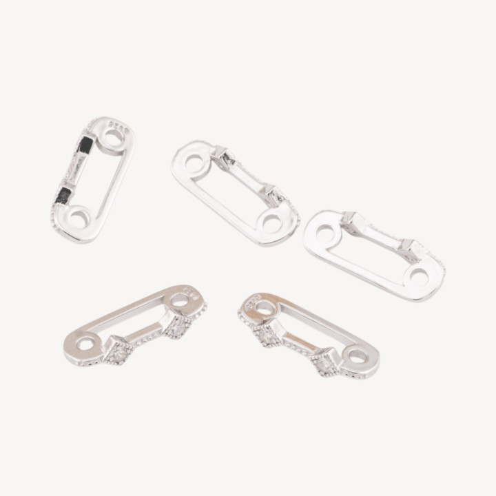 Componente Distanziatore Multifilo In Argento 925 Barretta A 2 Fili Con Zirconi 14x3mm 10pz Rodiato