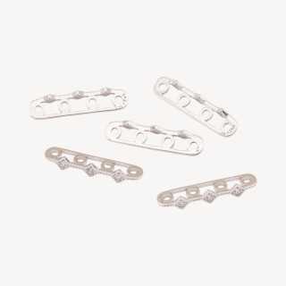Componente Distanziatore Multifilo In Argento 925 Barretta A 4 Fili Con Zirconi 22x3mm 10pz Rodiato