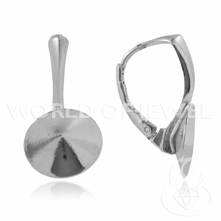 Base Per Orecchini Di Argento 925 Monachella Chiusa Con Coppetta Conica 12mm Rodiato 3 Paia
