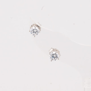 Orecchini In Argento 925 Punto Luce Tondo 4 Grife 5mm 1 Paia Rodiato