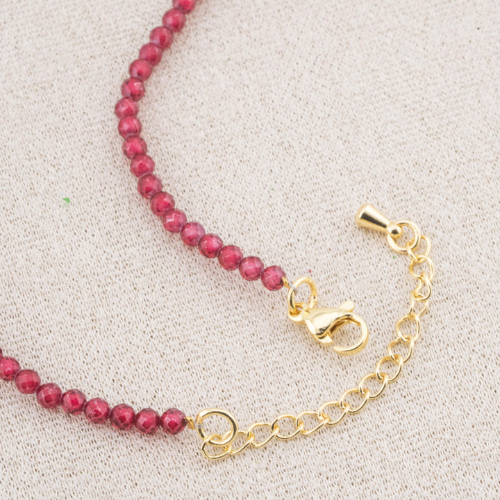 Collana con Cristalli Bordeaux E Perle Di Maiorca Con Chiusura e Catenina In Acciaio Dorato 10pz