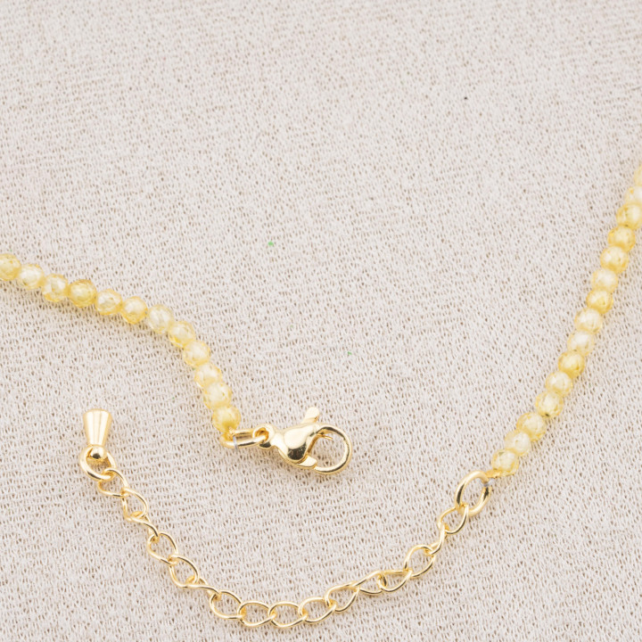 Collana con Cristalli Gialli E Perle Di Maiorca Con Chiusura e Catenina In Acciaio Dorato 10pz