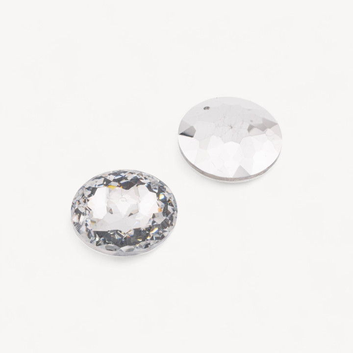 Componente Pendente Cristallo CZ Disco Sfaccettato Diametro 30mm 2pz Argento