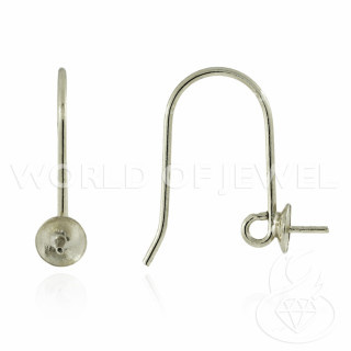 925 Sterling Silber Ohrring Basis Haken mit Kelch 5x20mm 8 Paar versilbert