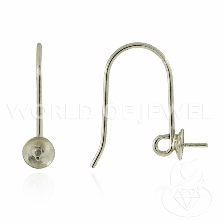 Crochet de base de boucle d'oreille en argent sterling 925 avec coupelle 5x20 mm 8 paires plaqué argent