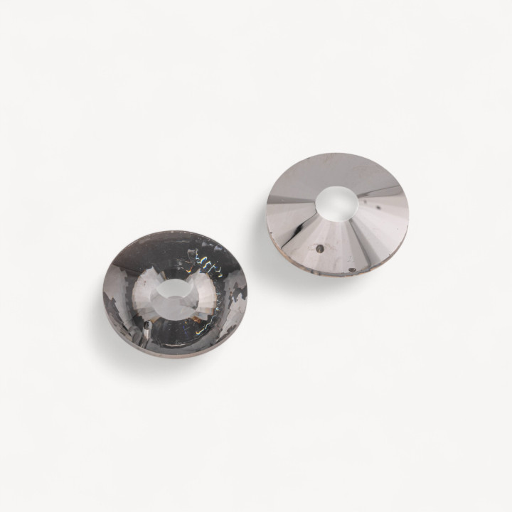 Componente Pendente Cristallo CZ Disco Sfaccettato Diametro 30mm 2pz Rodiato