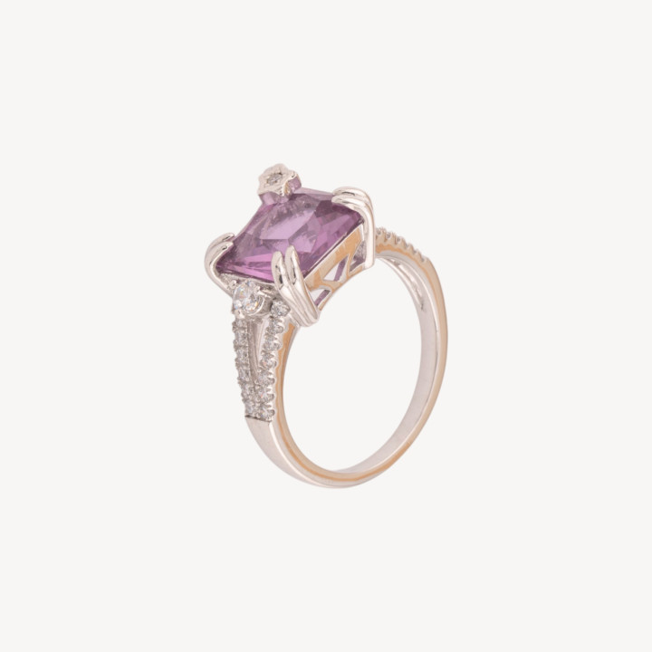 Anello Di Argento 925 1pz Zirconato con Zircone Colorato e Punto Luce Stella