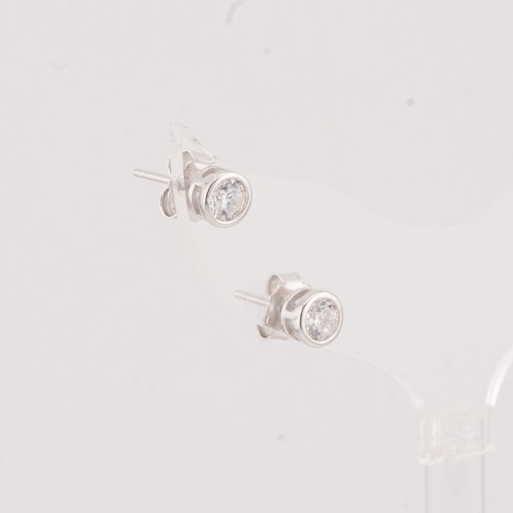 Orecchini In Argento 925 Punto Luce Tondo 5mm 1 Paia Rodiato