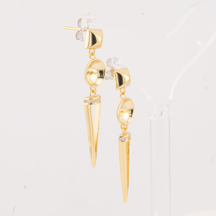 Basi per Orecchini In Argento 925 Con Zirconi E Coppetta Per Perle 2 coppie