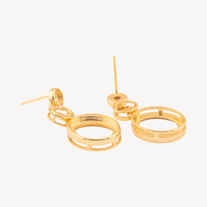 Base Per Orecchini Di Argento 925 Con Zirconi Perno Castone 1 Coppia