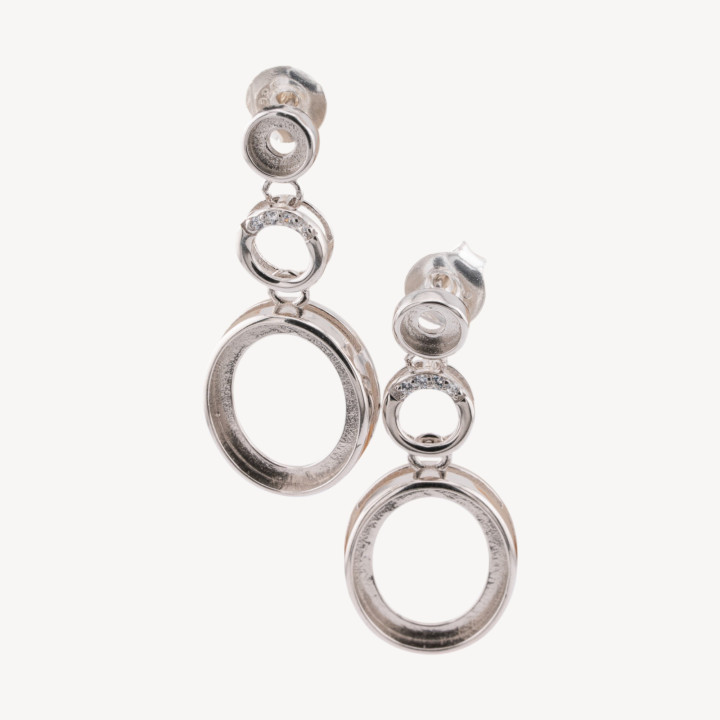 Base Per Orecchini Di Argento 925 Con Zirconi Perno Castone 1 Coppia