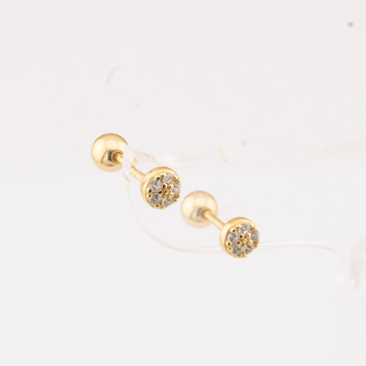 Orecchini In Argento 925 Con Zirconi Punti Luce A Vite 2 Coppie