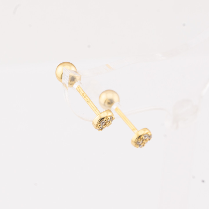 Orecchini In Argento 925 Con Zirconi Punti Luce A Vite 2 Coppie