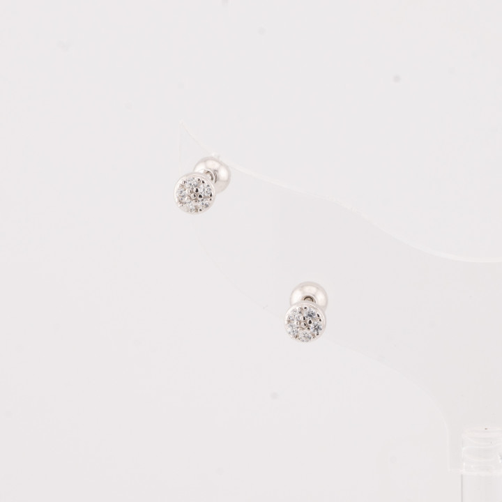 Orecchini In Argento 925 Con Zirconi Punti Luce A Vite 2 Coppie