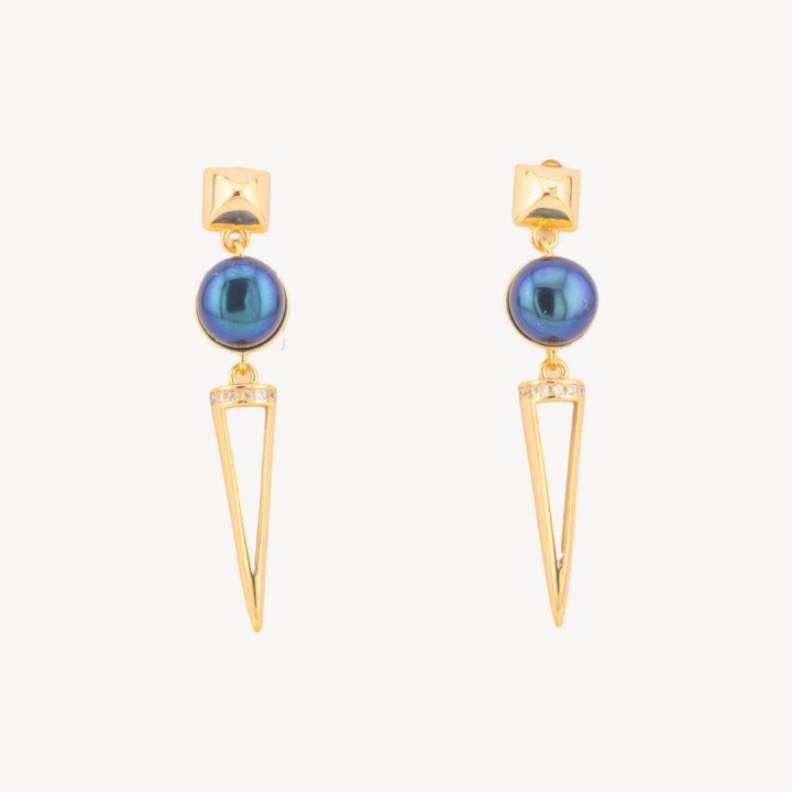 Orecchini In Argento 925 Con Zirconi E Perle Di Fiume