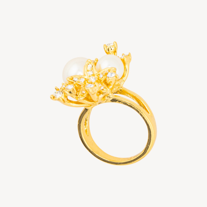 Parure Di Ottone Dorato Con Zirconi E Perle Di Maiorca