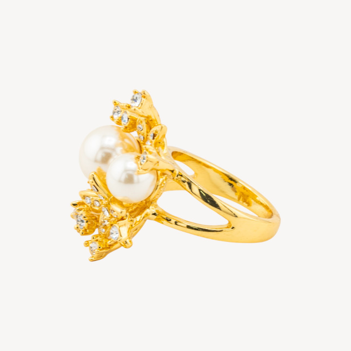 Parure Di Ottone Dorato Con Zirconi E Perle Di Maiorca