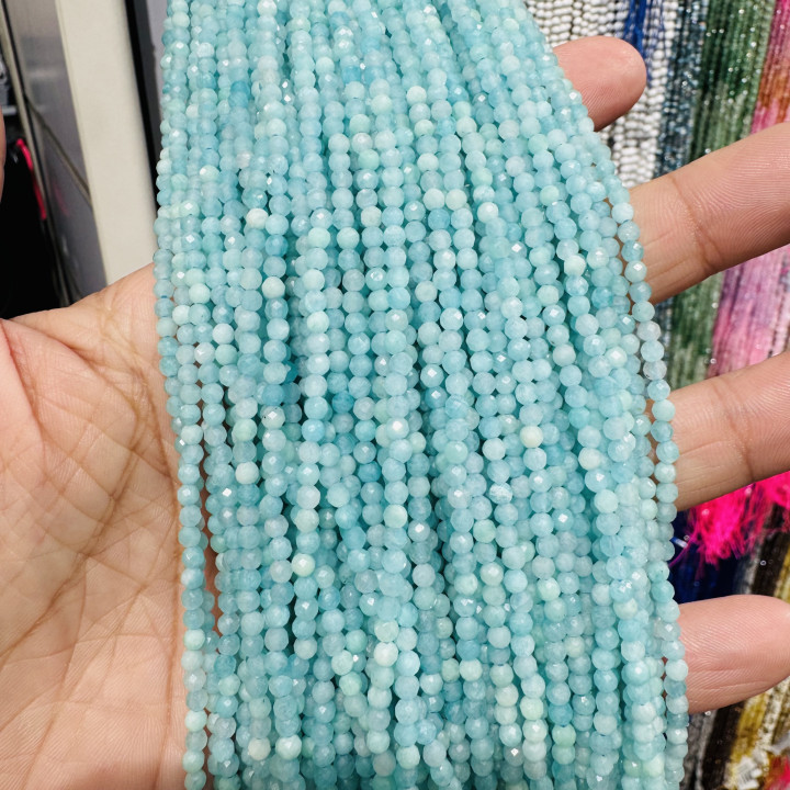 Amazzonite Perlina Tonda Sfaccettata Diamond Cut 3,0mm Prima Scelta