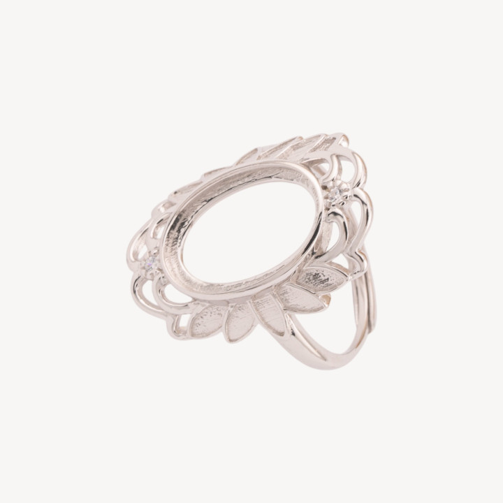 Base Per Anelli Di Argento 925 Misura Regolabile Con Castone