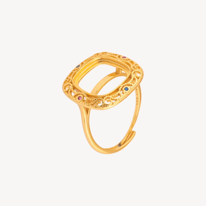 Base Per Anelli Di Argento 925 Misura Regolabile Con Castone