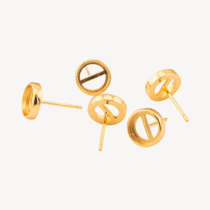 Base Per Orecchini Di Argento 925 Con Zirconi Perno Castone 4 Coppie