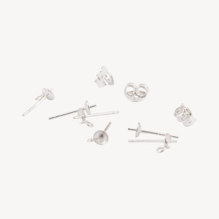 Base Per Orecchini Di Argento 925 Perno Con Coppetta Anellino E Farfalla 4mm 20 Paia Argentato