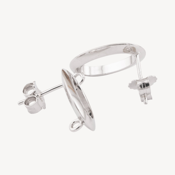 Basi Per Orecchini Di Argento 925 Ovale 11x17mm 1 Coppia