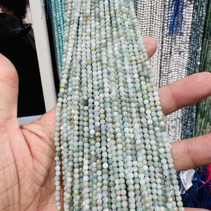 Amazonite taille diamant à facettes 3,0 mm