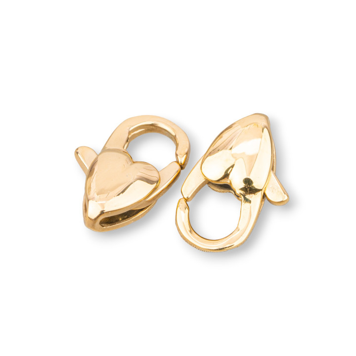 Chiusura Moschettone Di Acciaio J13 Cuore 7x13mm 16pz Placcato Oro