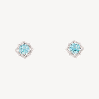 Orecchini Gioiello In Argento 925 Con Corindone Sintetico Stella 8 Punte Acqua Rodiato EL020850