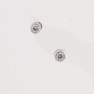 Orecchini In Argento 925 Con Zircone Perno Punto Luce Esterno 5mm Con Zirconi da 4mm 1 Coppia
