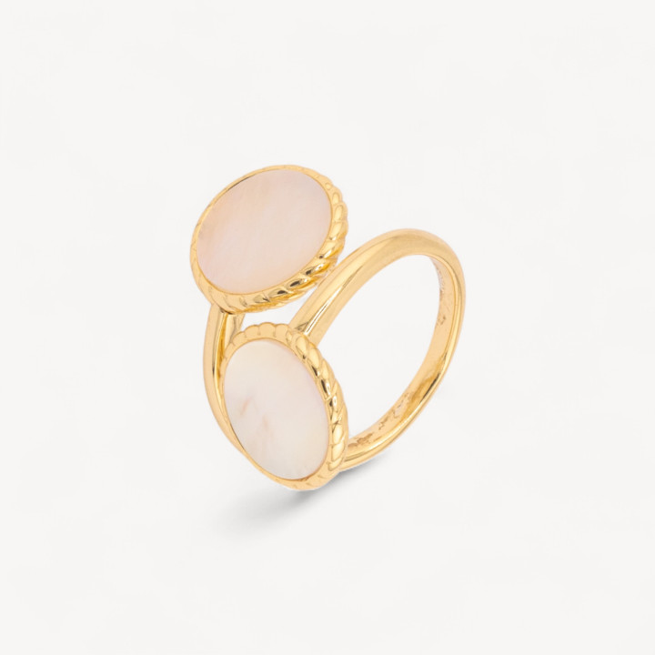 Anello Gioiello In Argento 925 Microfusione Dual Con Madreperla Misura Regolabile MOD4479 Dorato