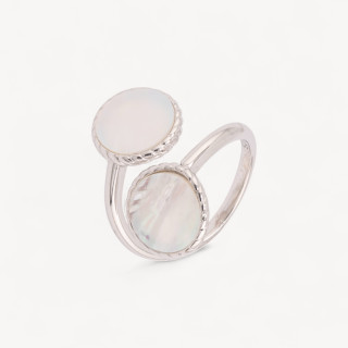 Anello Gioiello In Argento 925 Microfusione Dual Con Madreperla Misura Regolabile MOD4479 Rodiato