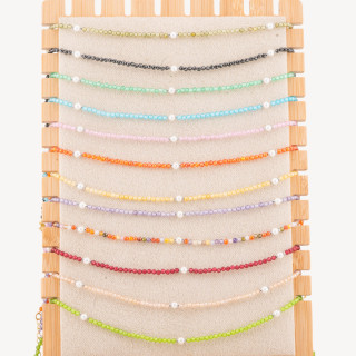 Collana con Cristalli E Perle Di Maiorca Con Chiusura e Catenina In Acciaio Rodiato 10pz