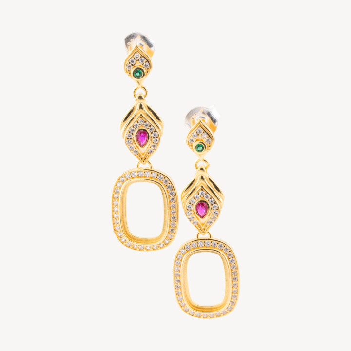 Base Per Orecchini Di Argento 925 Con Zirconi Perno Castone