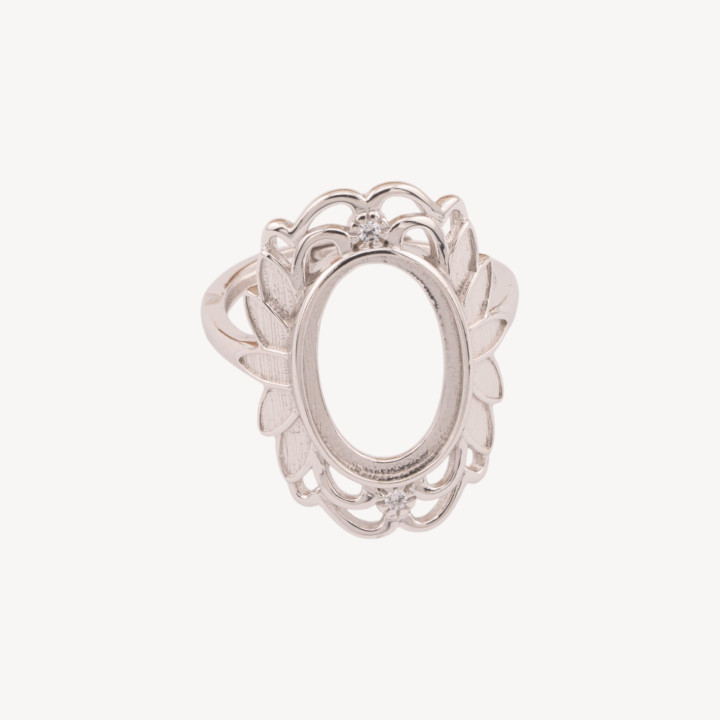 Base Per Anelli Di Argento 925 Misura Regolabile Con Castone