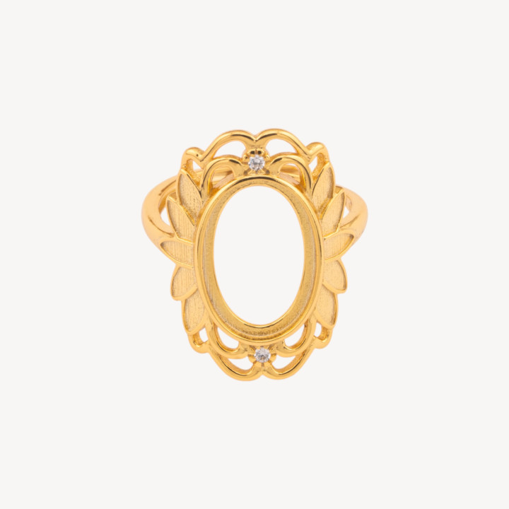 Base Per Anelli Di Argento 925 Misura Regolabile Con Castone