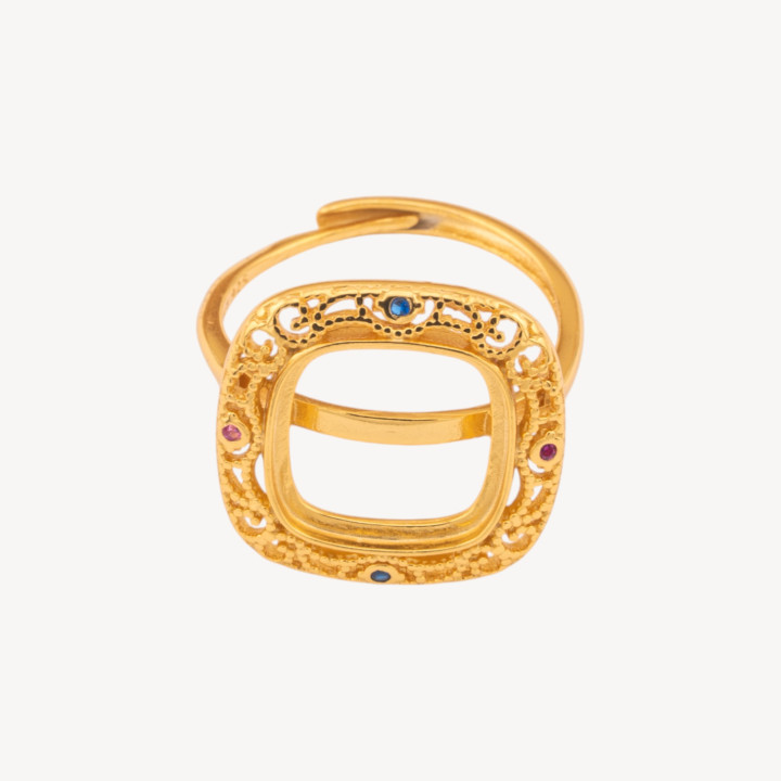 Base Per Anelli Di Argento 925 Misura Regolabile Con Castone