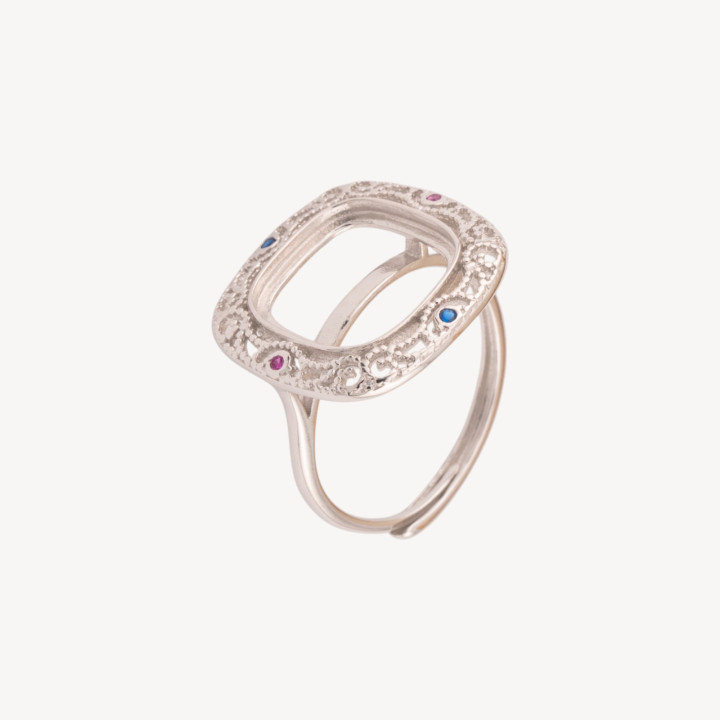 Base Per Anelli Di Argento 925 Misura Regolabile Con Castone